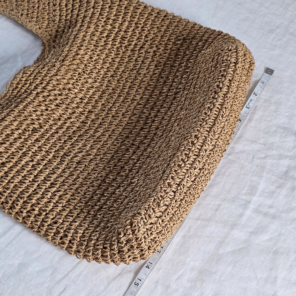 Woven Straw Tote Bag in Natural Beige - Casual Shoulder Tote - Picture 11 of 13